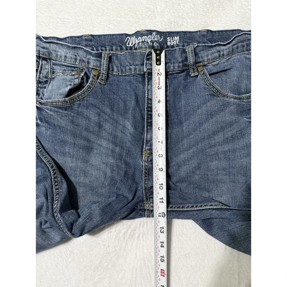 Wrangler‎ Retro Jeans Mens 35x29 Blue Slim Boot Bootcut Mid Rise Medium Wash